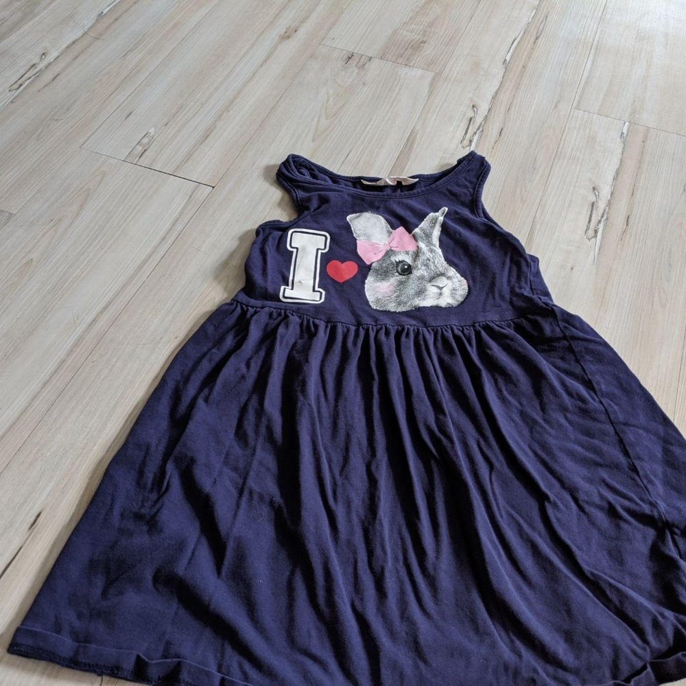 H&M Sleeveless I Love Bunny Rabbit Summer Dress Bl‎